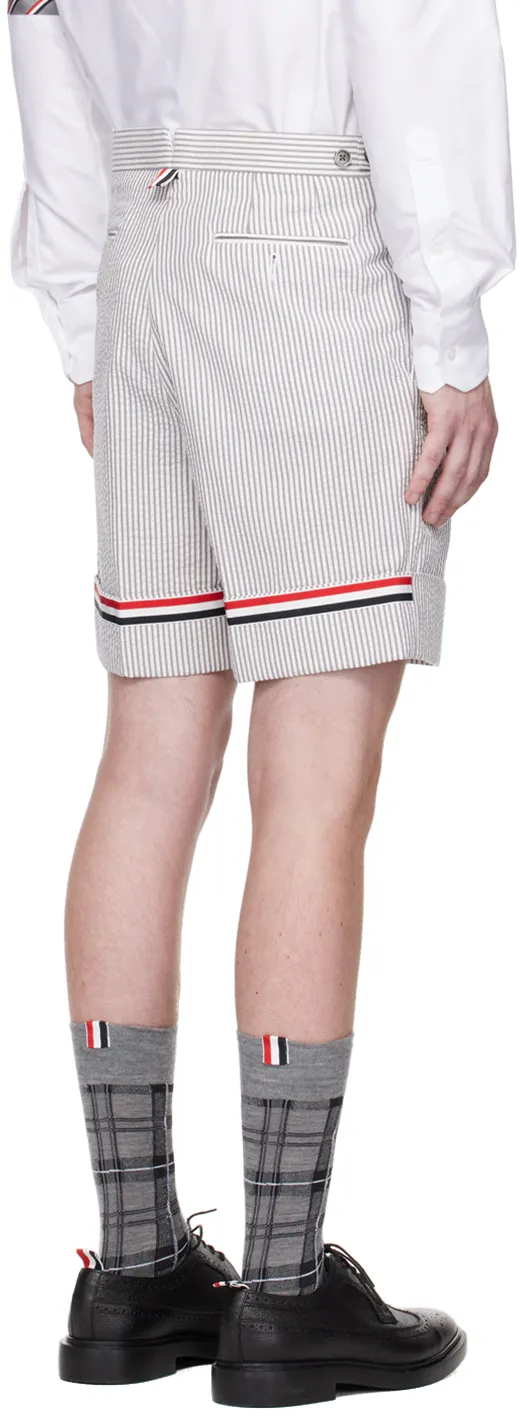 Striped Seersucker Cuff Shorts