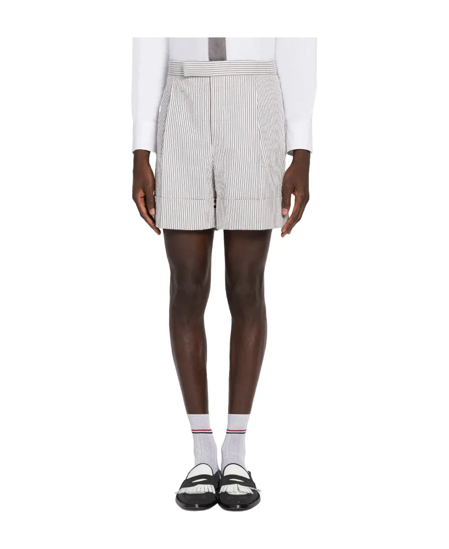 Striped Seersucker Cuff Shorts