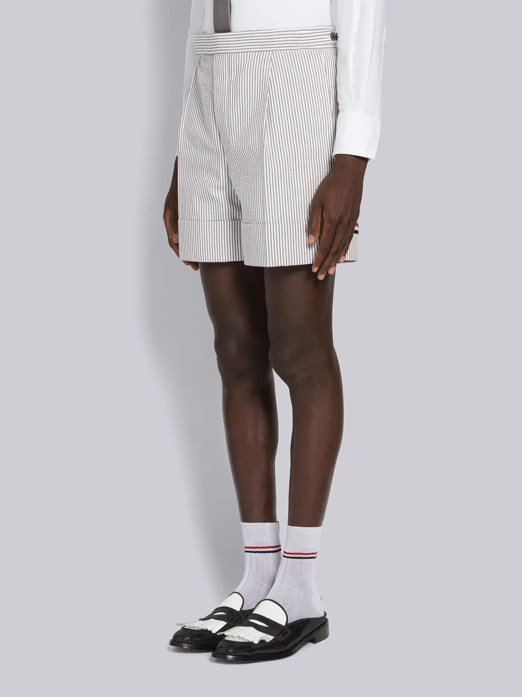 Striped Seersucker Cuff Shorts