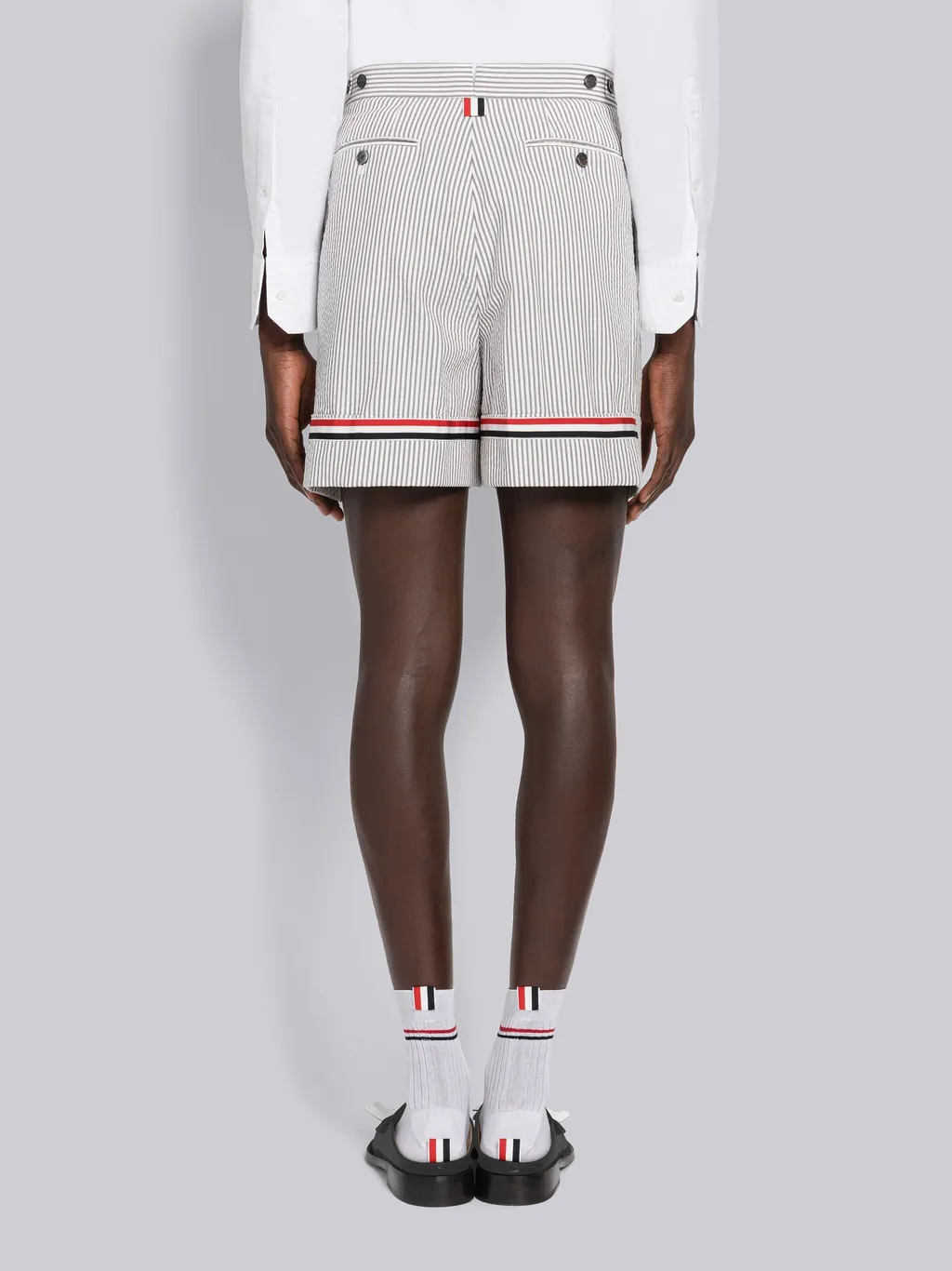 Striped Seersucker Cuff Shorts