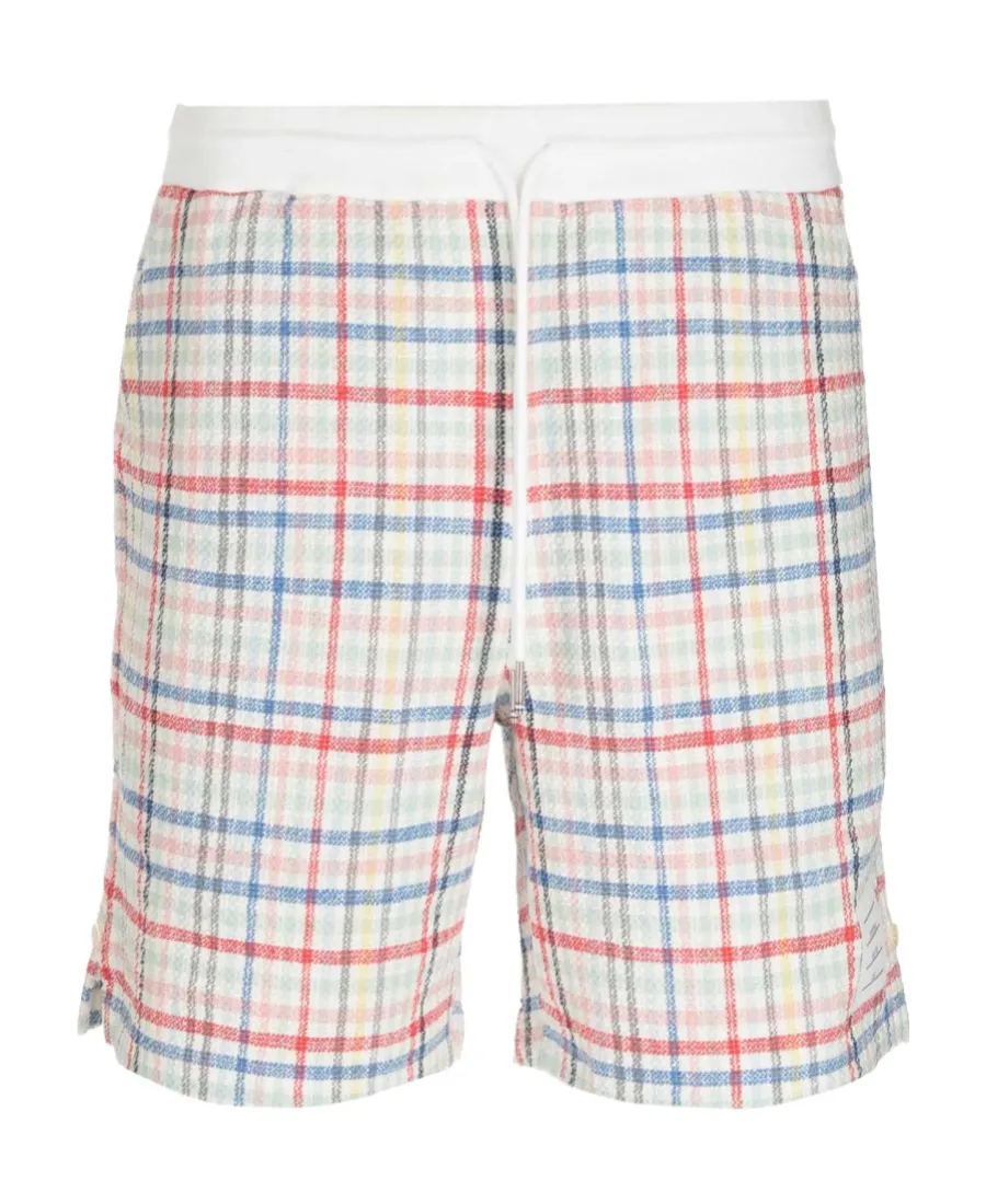 Gingham-Check Drawstring Tweed Shorts
