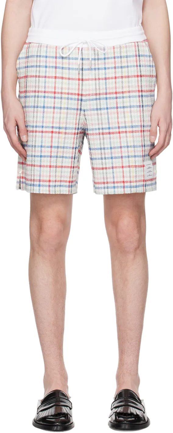 Gingham-Check Drawstring Tweed Shorts