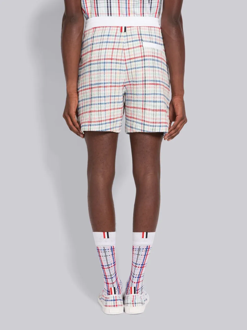 Gingham-Check Drawstring Tweed Shorts
