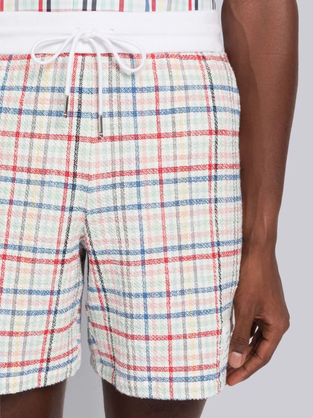 Gingham-Check Drawstring Tweed Shorts