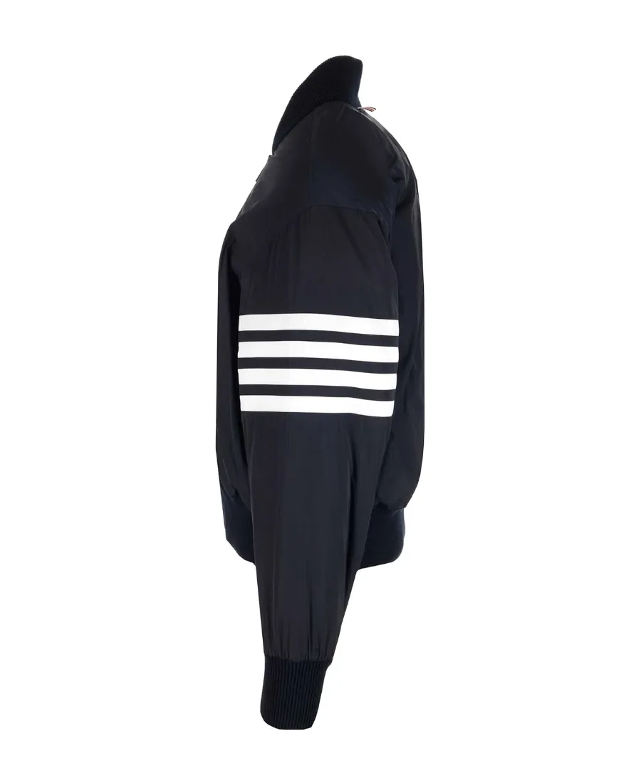 4-Bar Stripe Zipped Bomber Jacket