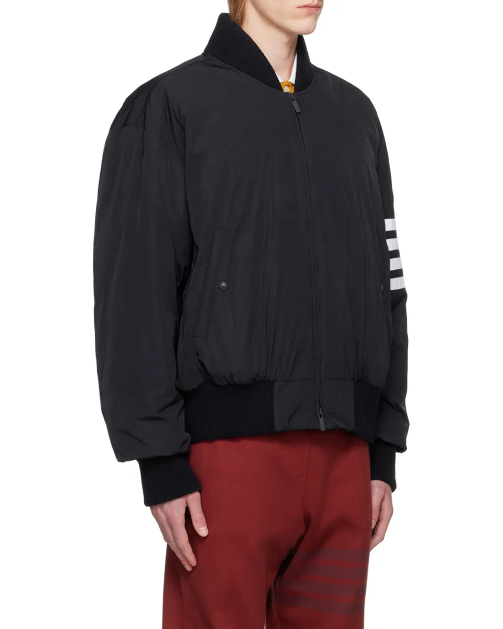 4-Bar Stripe Zipped Bomber Jacket