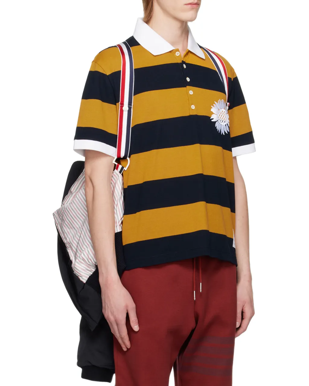 4-Bar Stripe Zipped Bomber Jacket