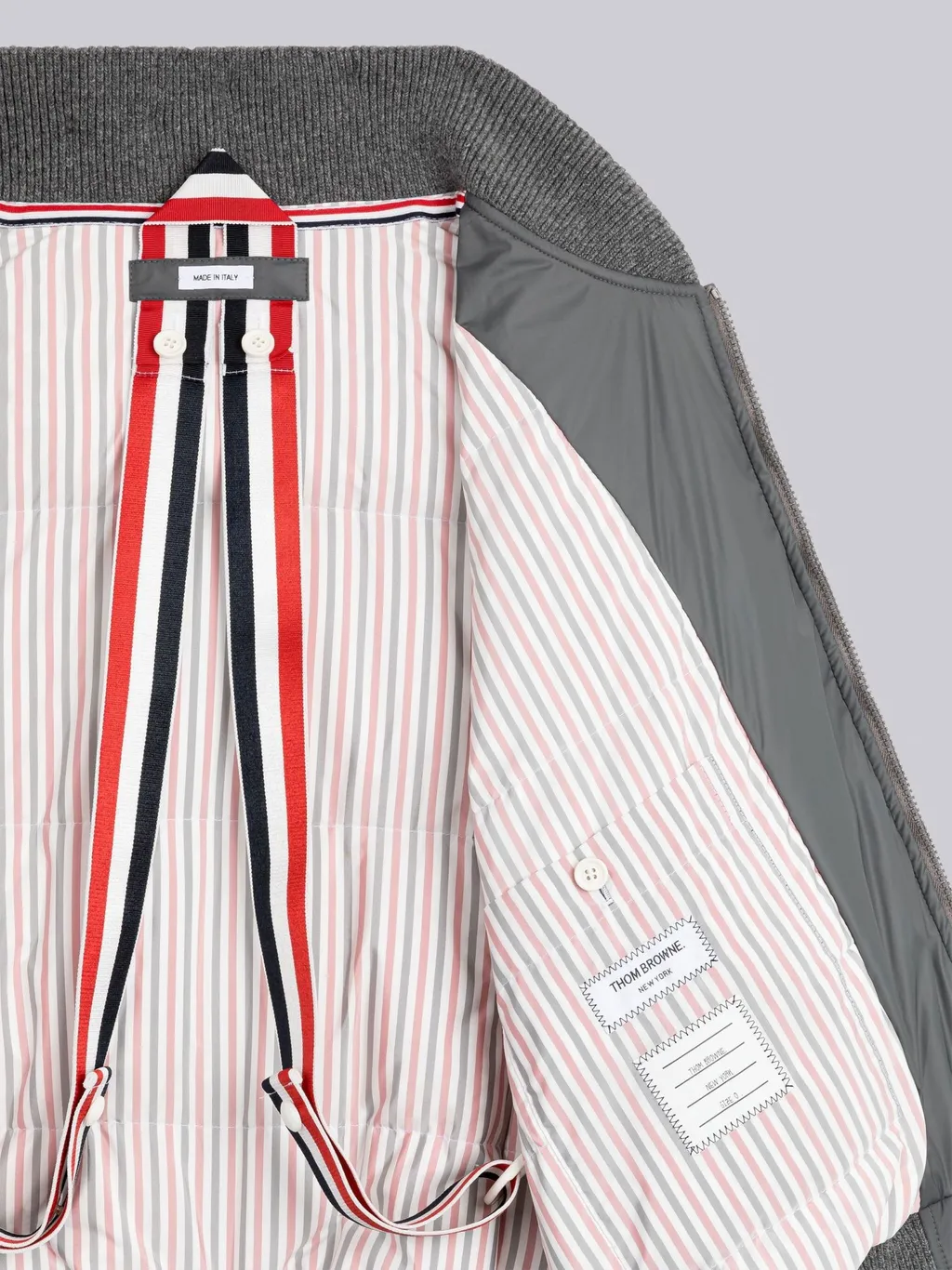 4-Bar Striped Zipped Bomber Jacket