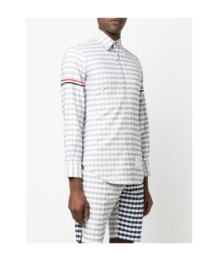 Rwb-Striped Gingham Buttoned Shirt