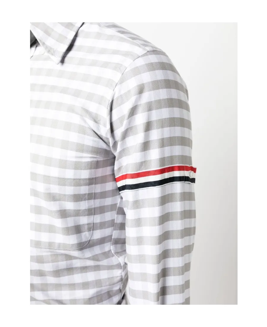 Rwb-Striped Gingham Buttoned Shirt