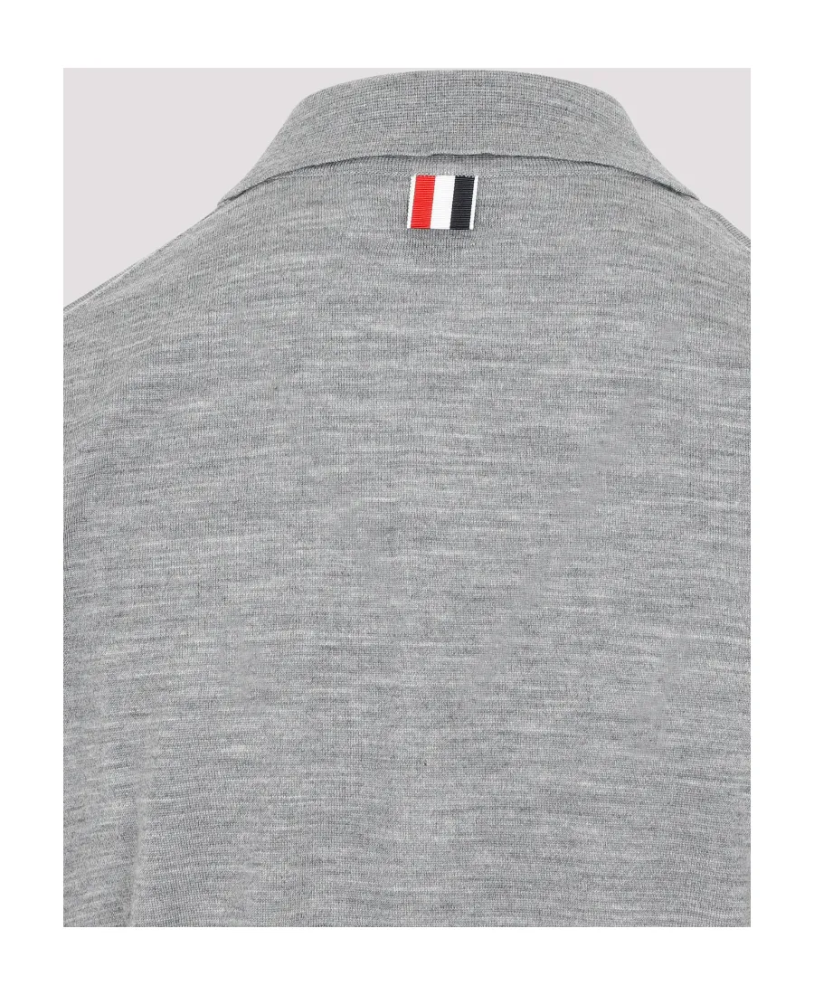Four Striped Buttoned Knit Polo Shirt