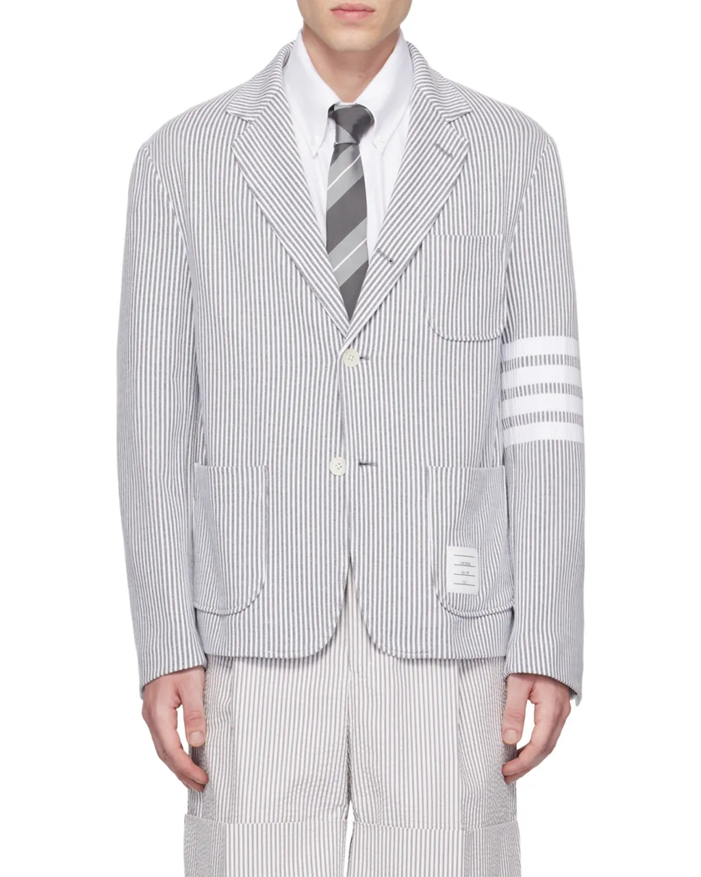 4-Bar Striped Single-Breasted Blazer