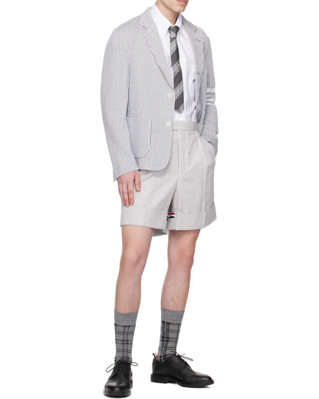 4-Bar Striped Single-Breasted Blazer