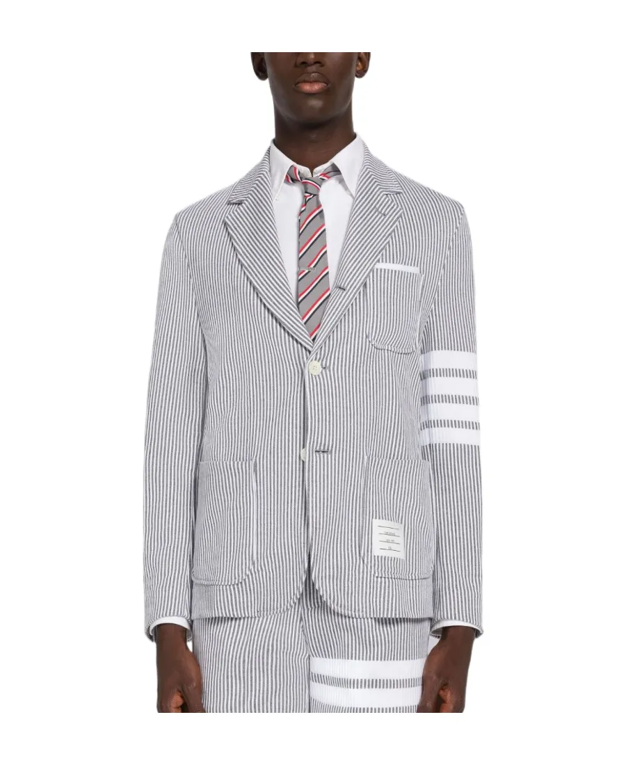 4-Bar Striped Single-Breasted Blazer