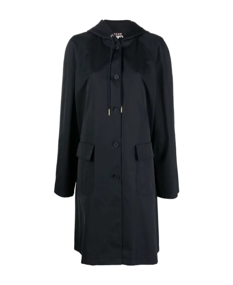 Single-Breasted Drawstring Hooded Parka