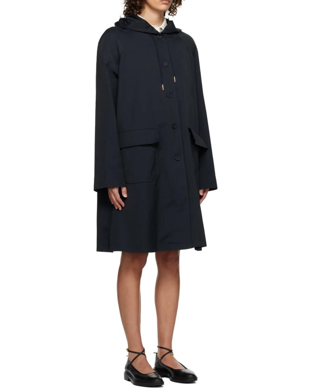 Single-Breasted Drawstring Hooded Parka