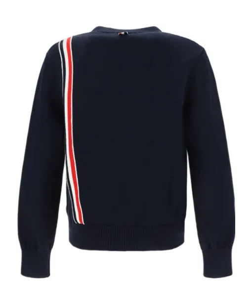 Rwb Striped Intarsia Button-Up Cardigan