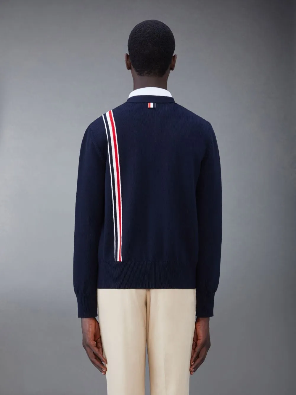 Rwb Striped Intarsia Button-Up Cardigan