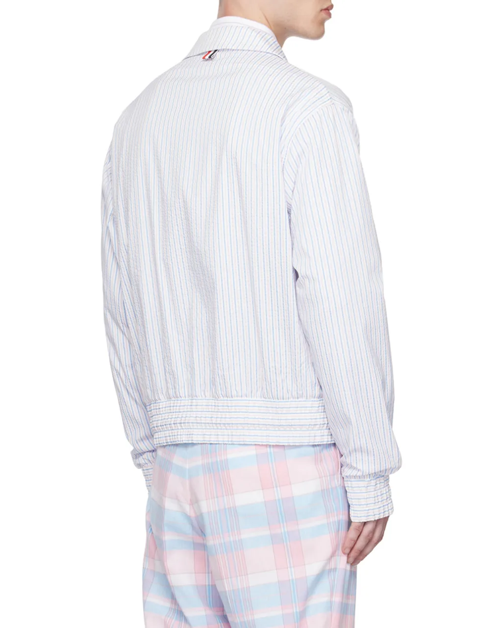 Striped Drawstring Waistband Shirt Jacket