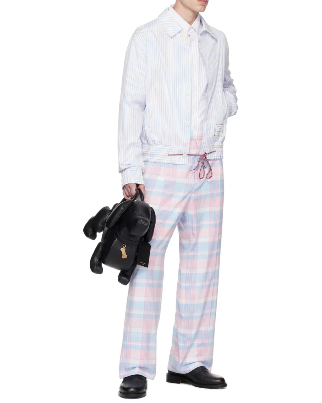 Striped Drawstring Waistband Shirt Jacket