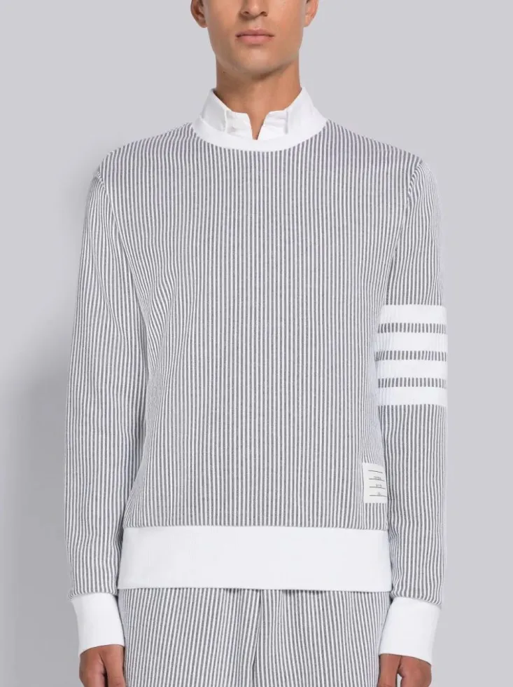 4-Bar Stripe Seersucker Sweatshirt