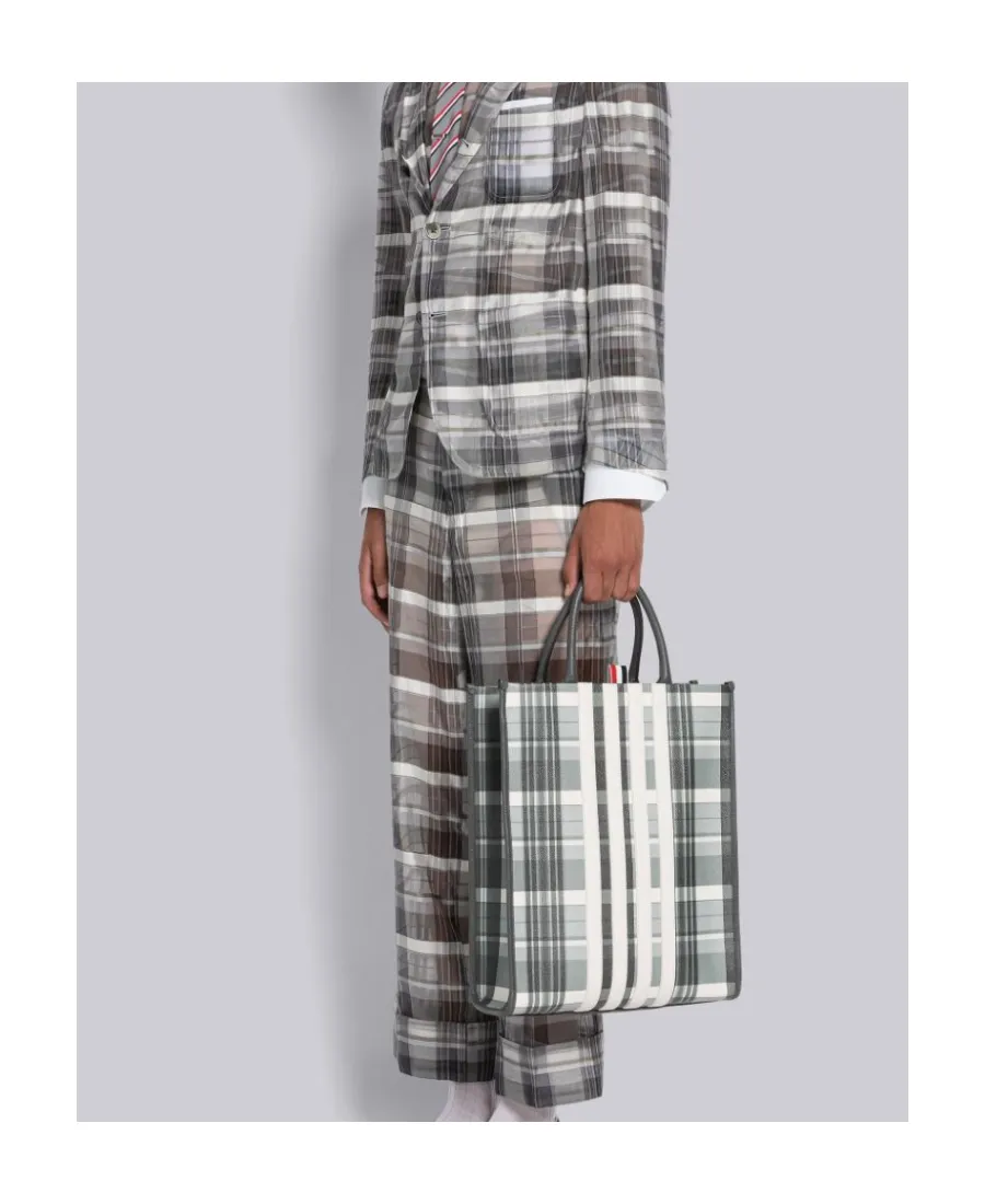 4-Bar Striped Top Handle Bag