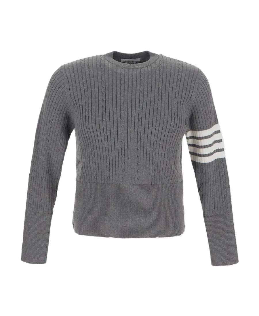 4-Bar Stripe Detailed Crewneck Jumper