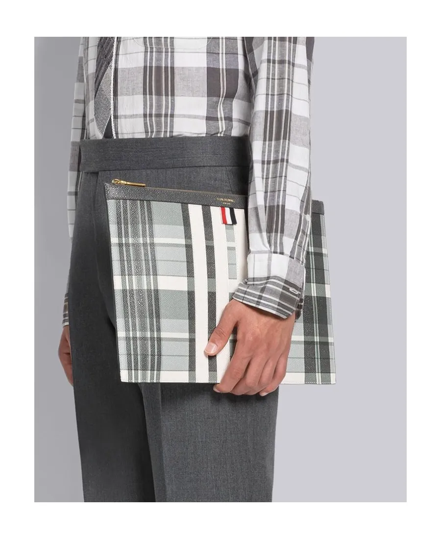 Checkered Zipped Clutch Bag