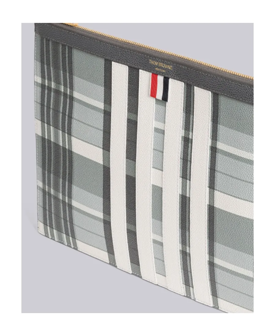 Checkered Zipped Clutch Bag