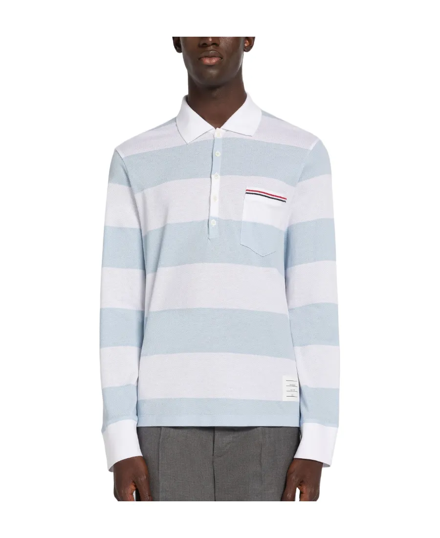 Striped Long-Sleeved Polo Shirt