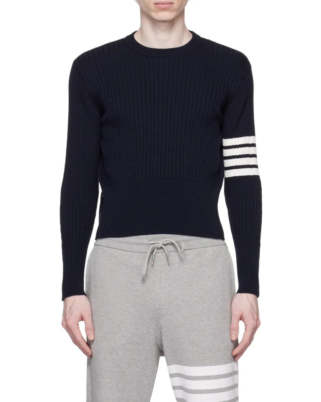 4-Bar Stripe Detailed Crewneck Jumper