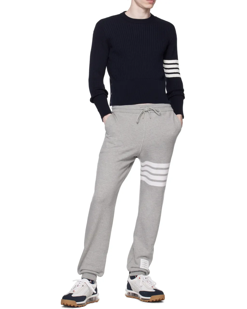 4-Bar Stripe Detailed Crewneck Jumper