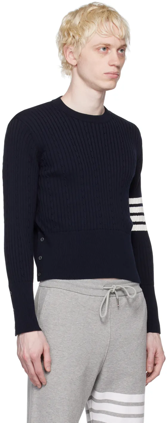 4-Bar Stripe Detailed Crewneck Jumper