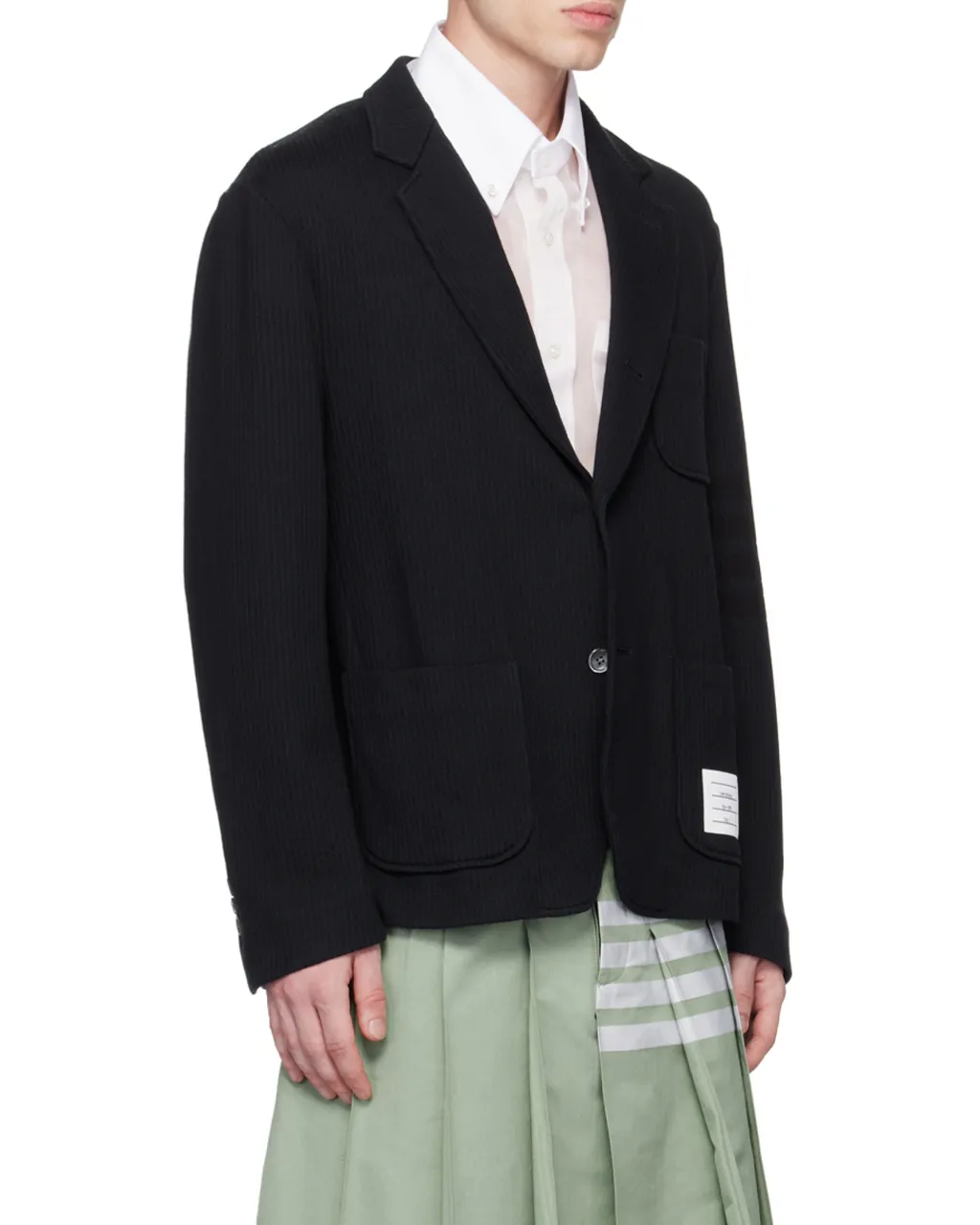 4-Bar Striped Single-Breasted Blazer