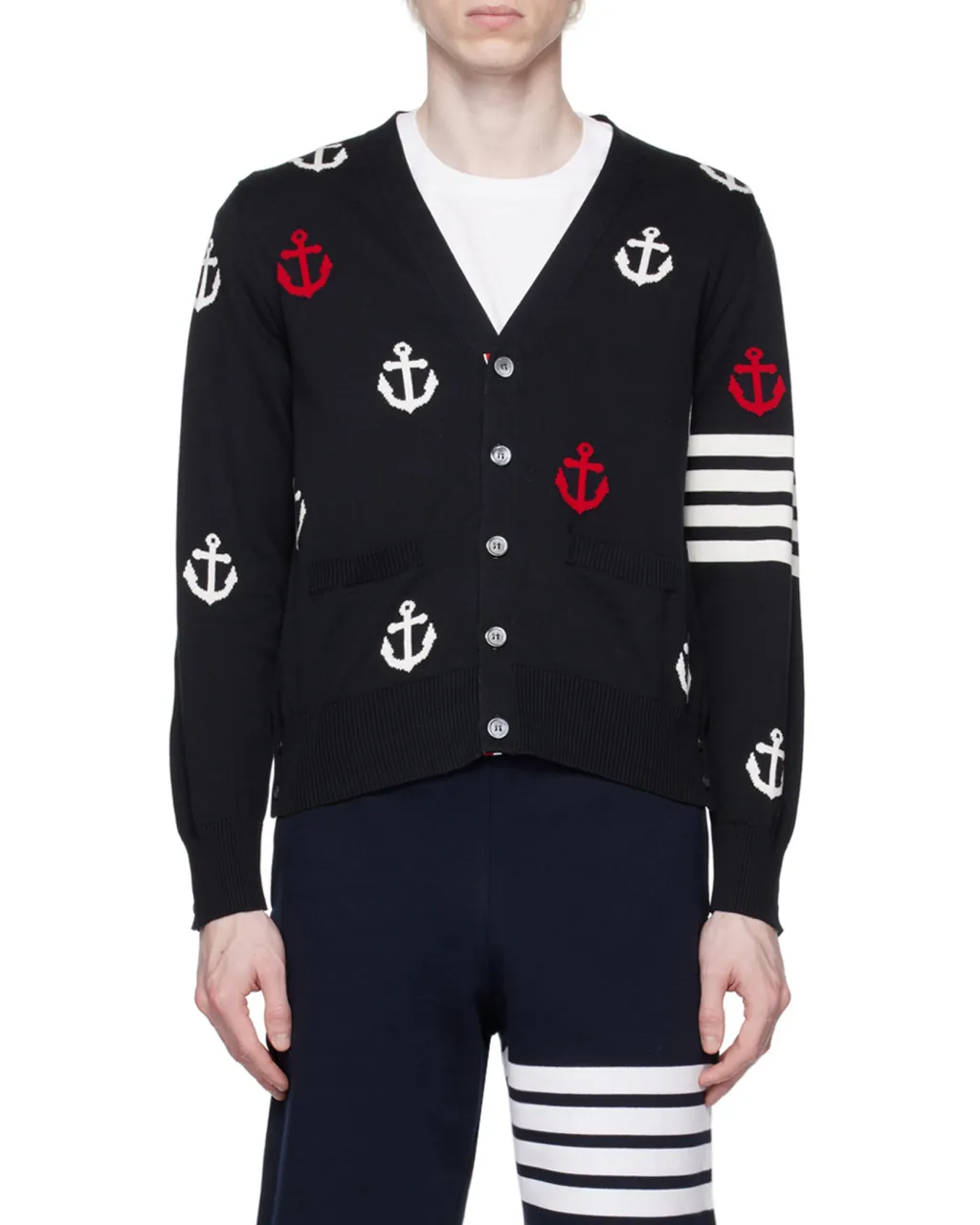 4-Bar Anchor Intarsia Cardigan