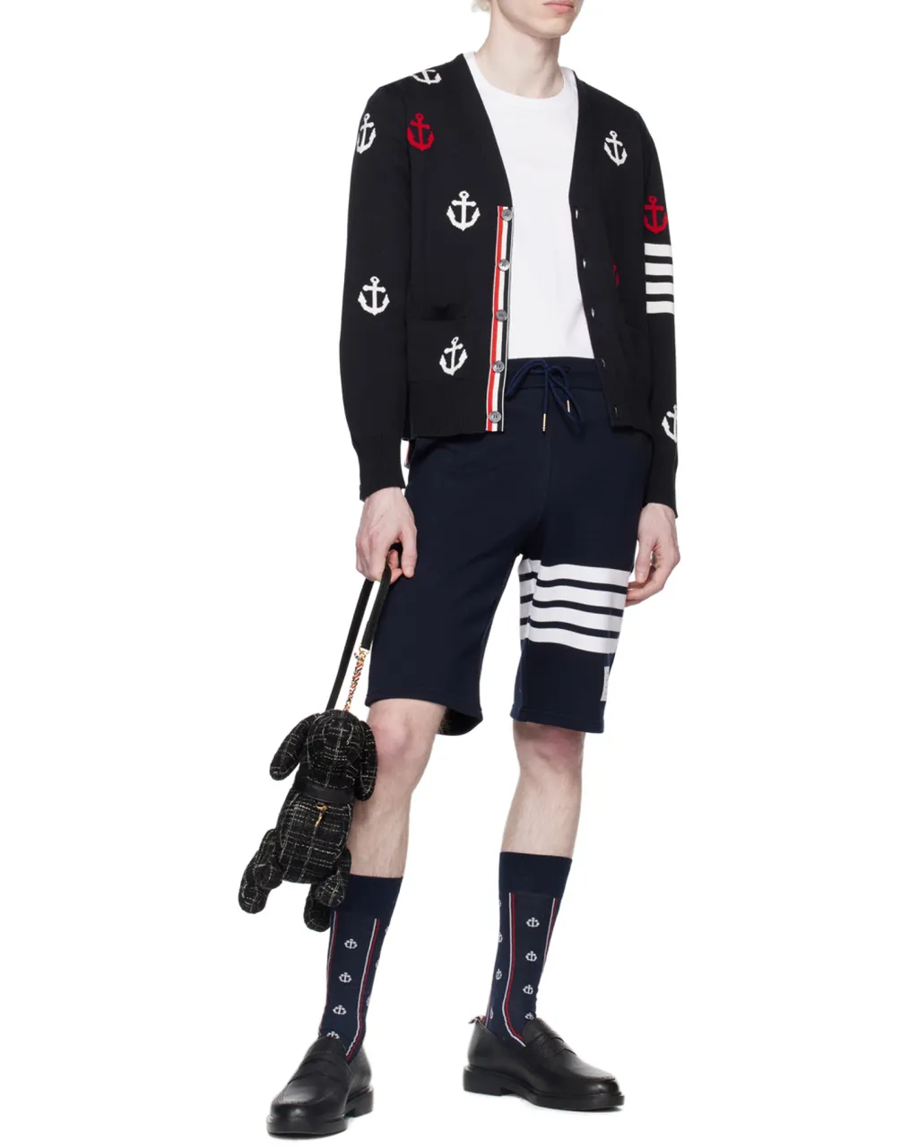 4-Bar Anchor Intarsia Cardigan