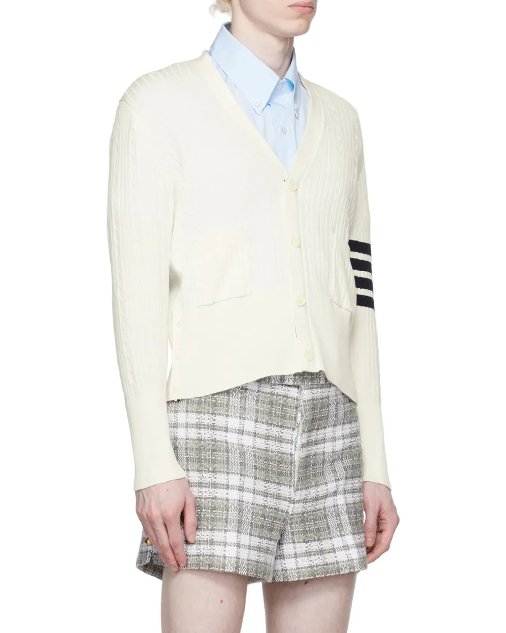 4-Bar Stripe Cable Knit Cardigan