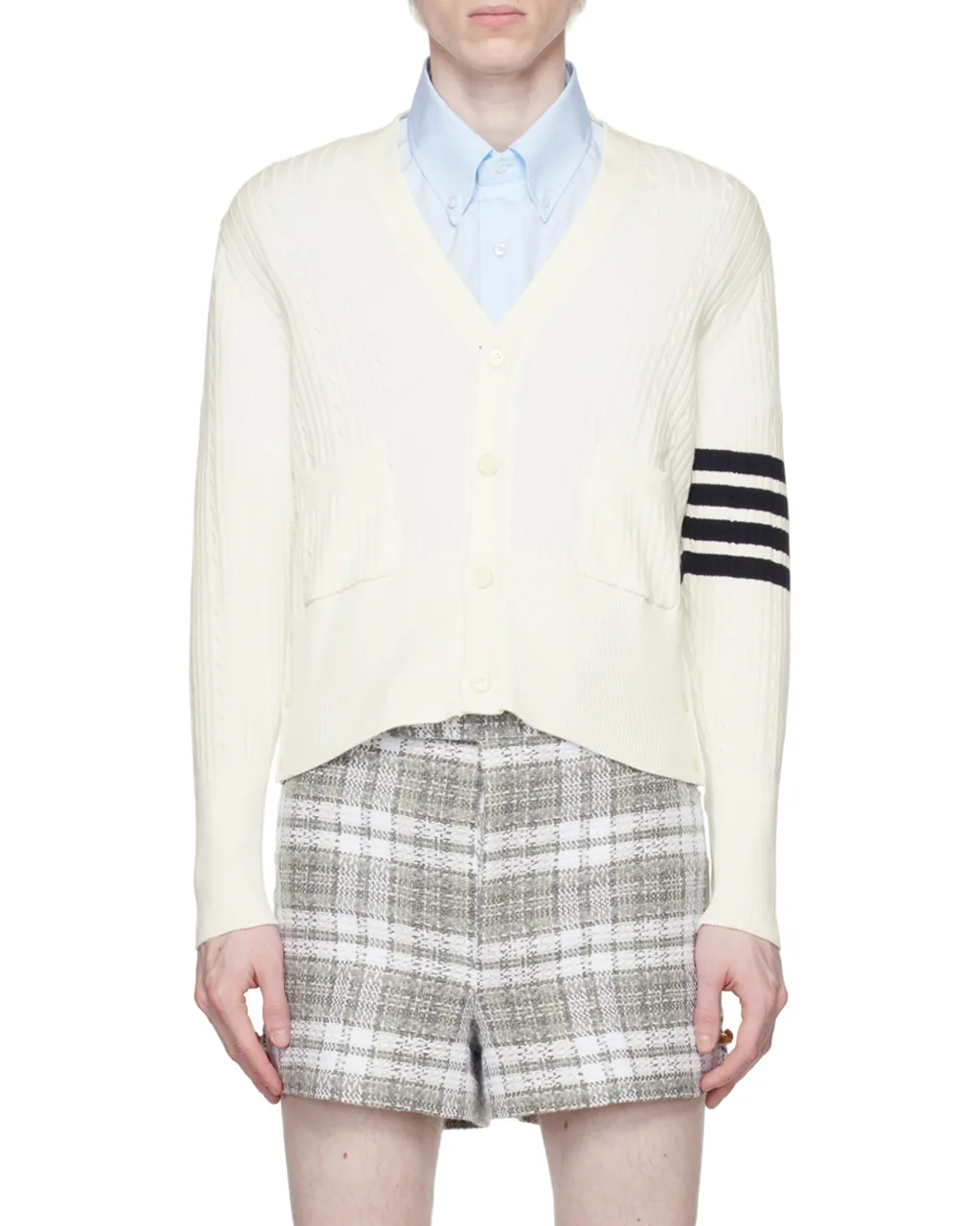 4-Bar Stripe Cable Knit Cardigan