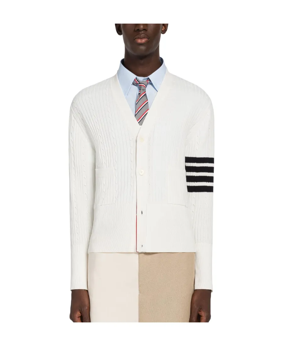 4-Bar Stripe Cable Knit Cardigan