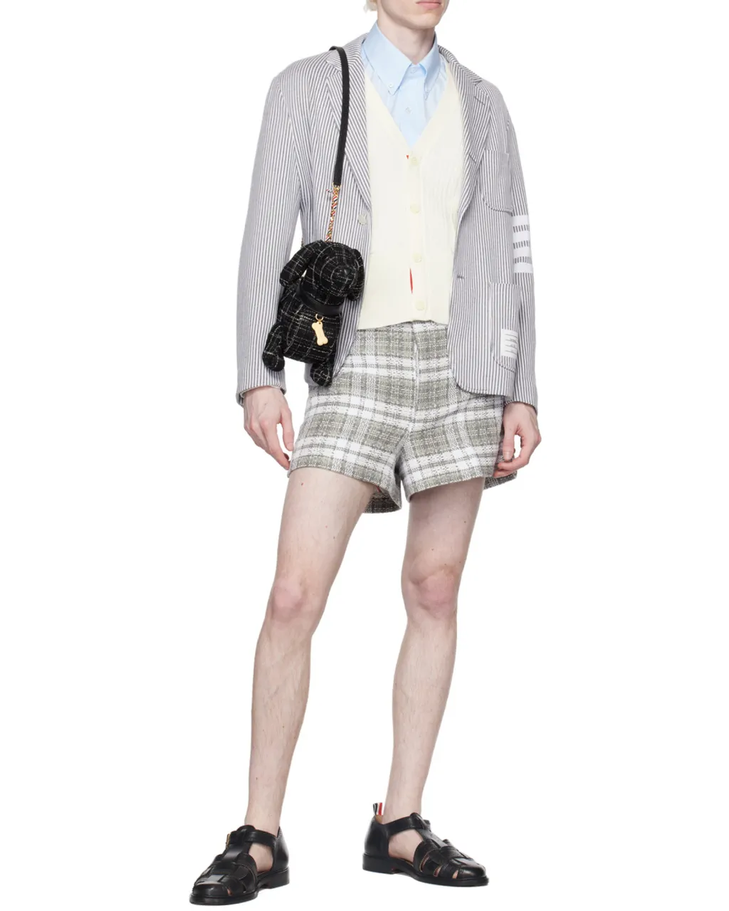 4-Bar Stripe Cable Knit Cardigan