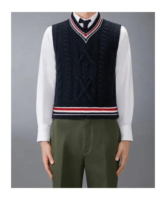 Cable-Knit V-Neck Vest