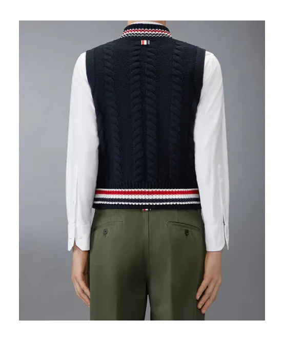 Cable-Knit V-Neck Vest