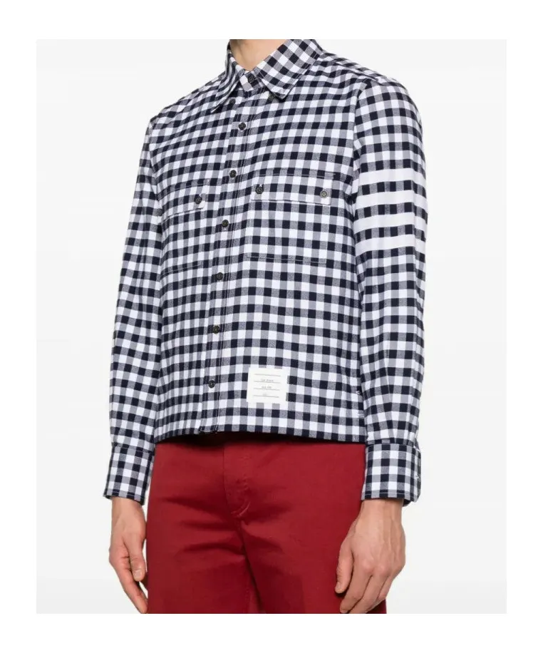 Gingham-Pattern Buttoned Shirt