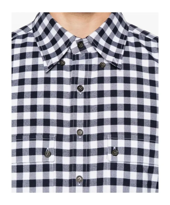 Gingham-Pattern Buttoned Shirt