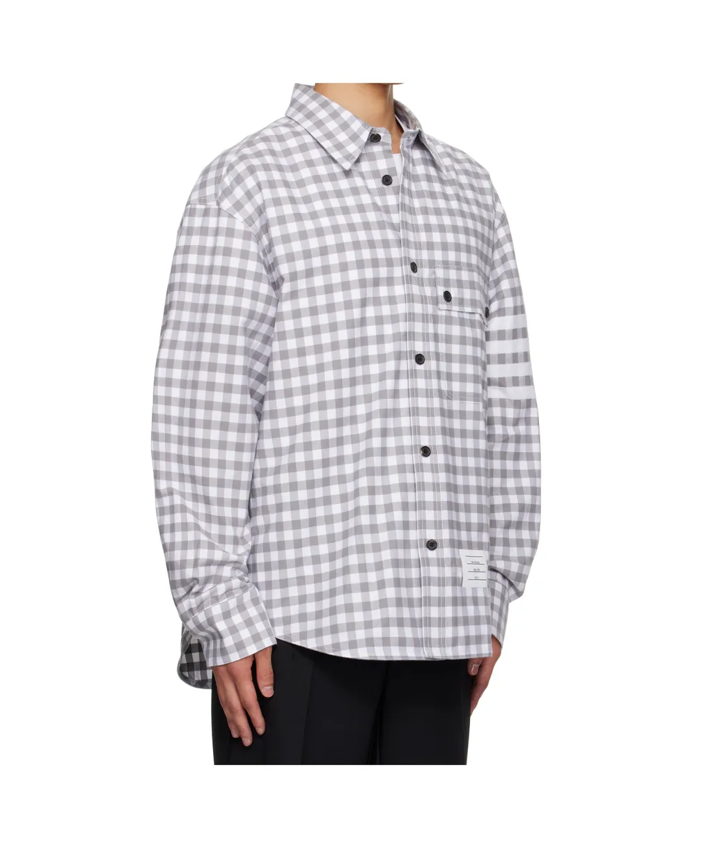 Gingham-Pattern Buttoned Shirt