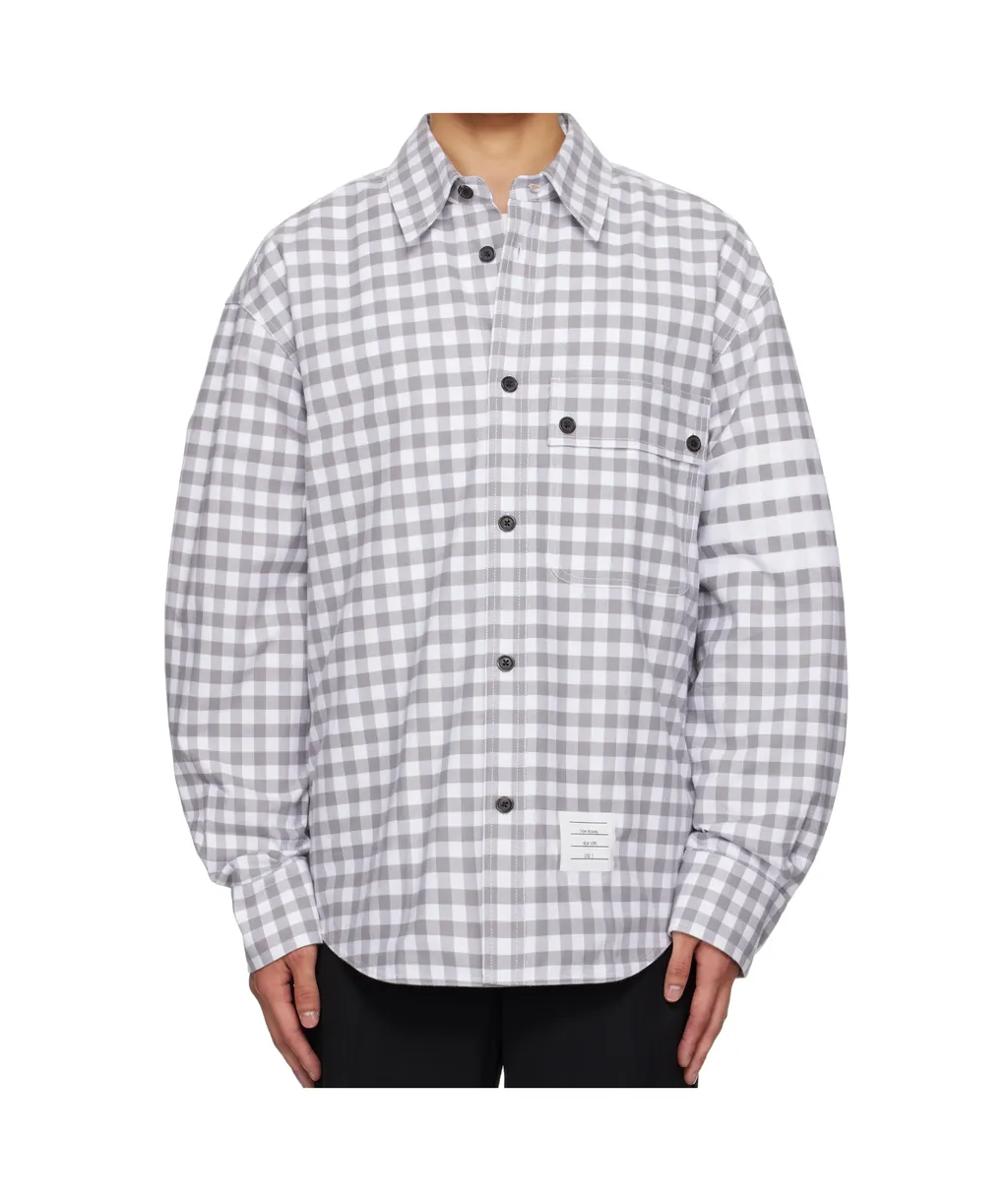 Gingham-Pattern Buttoned Shirt