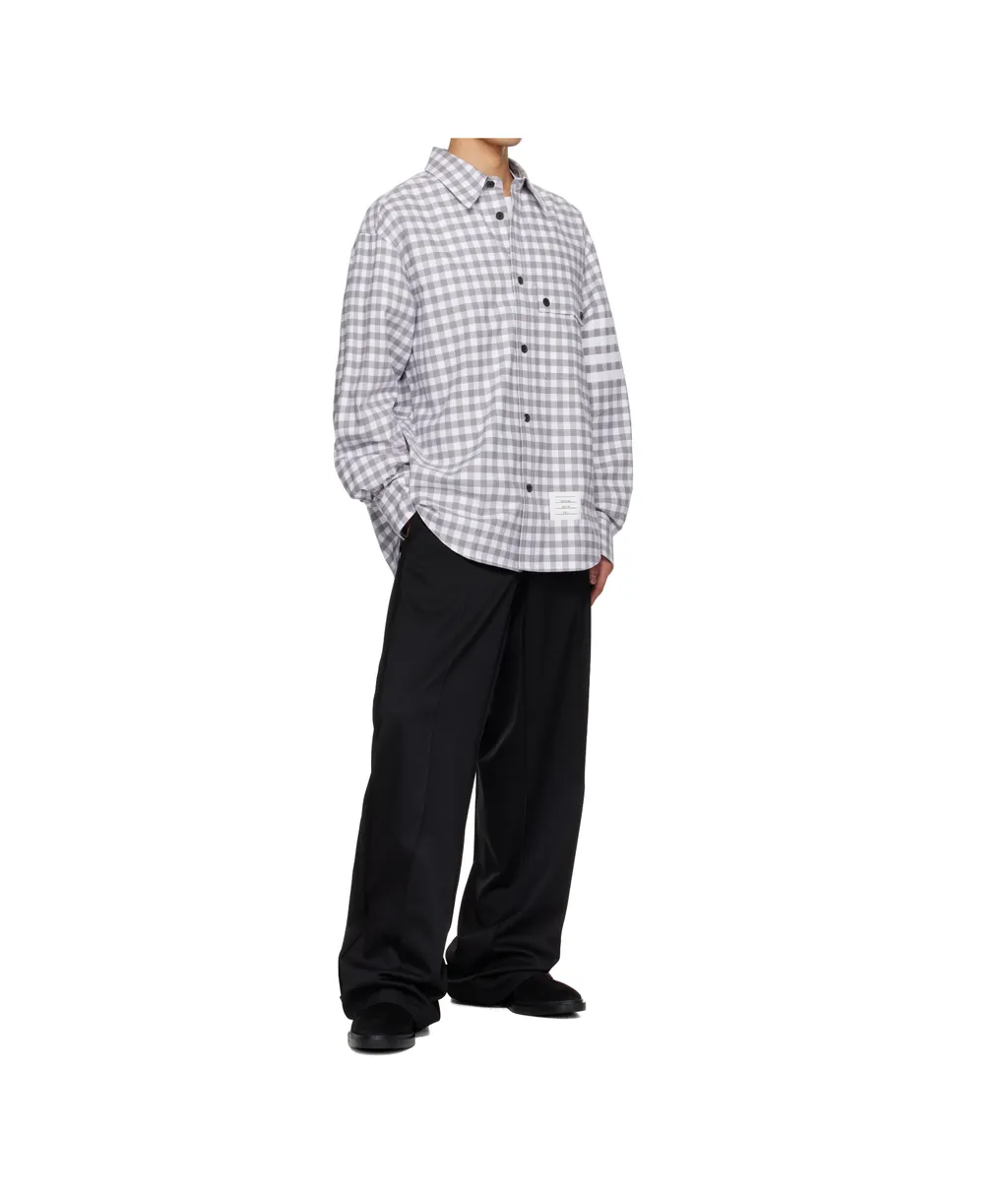 Gingham-Pattern Buttoned Shirt