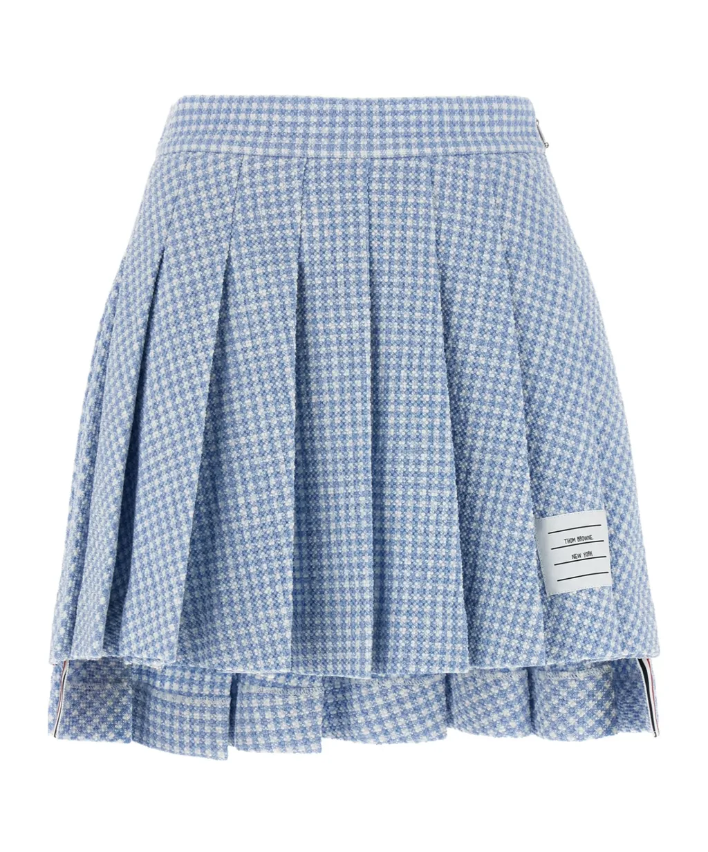 Pleated Checked Mini Skirt