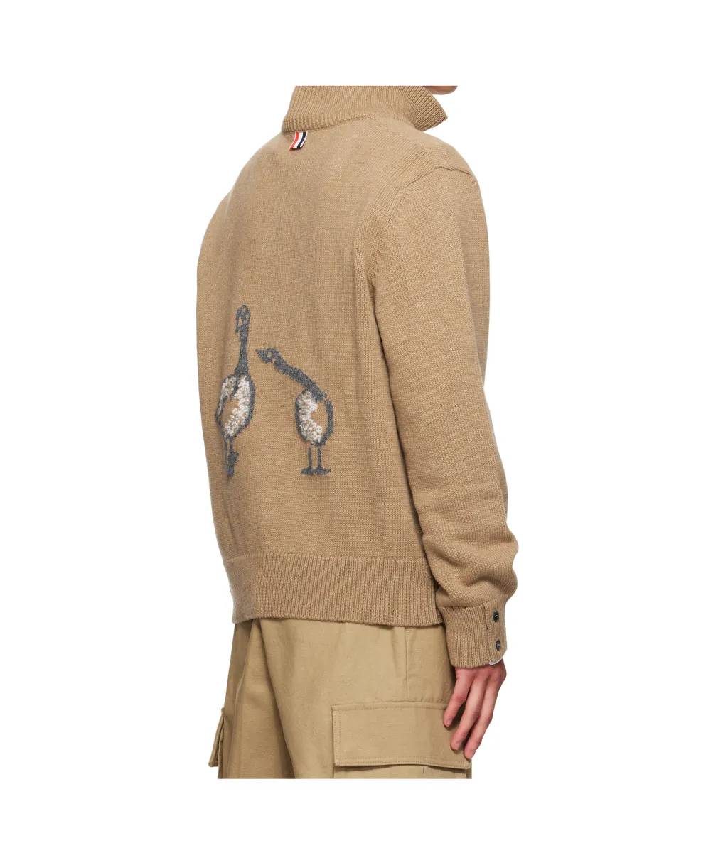 Geese Intarsia Mock Neck Pullover
