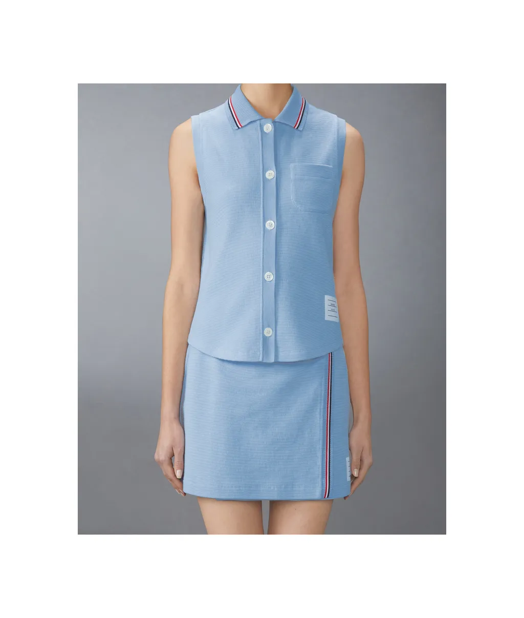 4-Bar Stripe Sleeveless Polo Top
